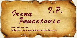 Irena Pančetović vizit kartica